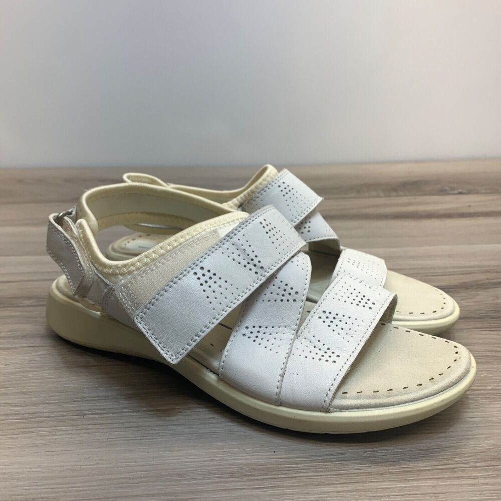 ECCO Danish Design Classy white Criss cross‎ Leather Strap Sandals 37 US 6